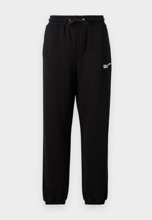 Melni sporta bikses ar elastīgu jostasvietu, auklu, sānu kabatām un elastīgām piešuvēm. Iezīmēts ar diskrētu baltu logotipu kreisajā pusē.