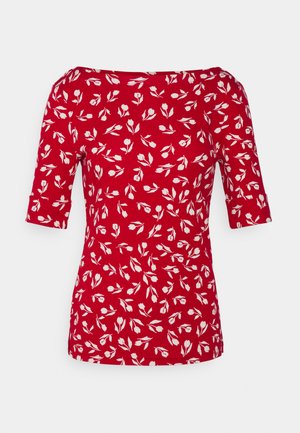 TULIP-PRINT BOATNECK TOP - T-shirt med print - lipstick red/cream