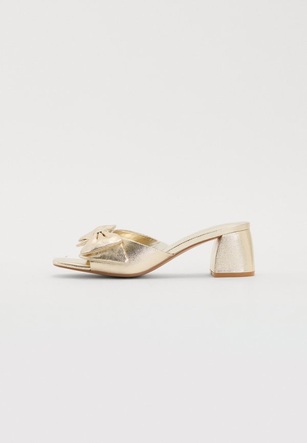ONLAVERY BOW HEELED - Heeled mules - gold