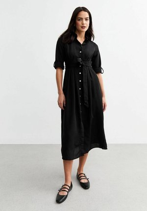 TIE WAIST MIDI  - Shirt dress - black