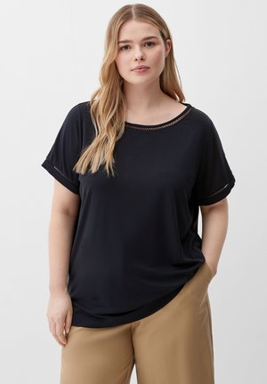 MIT SPITZENBORTE - T-Shirt basic - navy