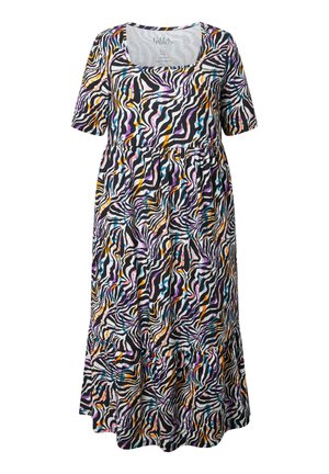 Ulla Popken, MAXIKLEID, ANIMAL, A-LINIE, CARRÉ-AUSSCHNITT, HALBARM - Jerseyjurk - black