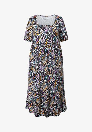 Ulla Popken, MAXIKLEID, ANIMAL, A-LINIE, CARRÉ-AUSSCHNITT, HALBARM - Jerseyjurk - black
