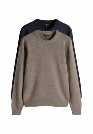 REGULAR FIT - 2 PACK CREW NECK  - Svetr - brown navy
