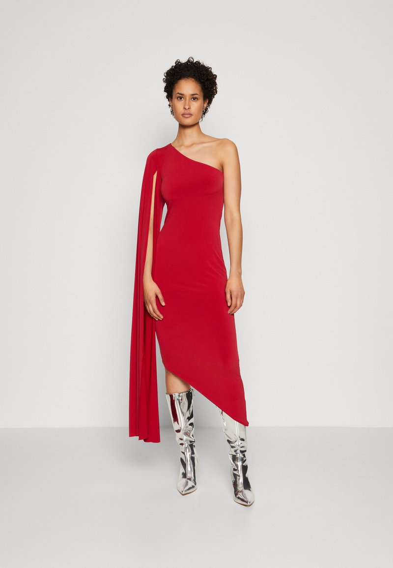 WAL G. PERDI ONE SLEEVE MIDI - Φόρεμα από ζέρσεϊ - wine