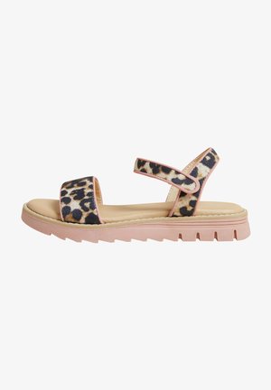 KIDS' ANIMAL PRINT RIPTAPE - Sandalias - brown mix