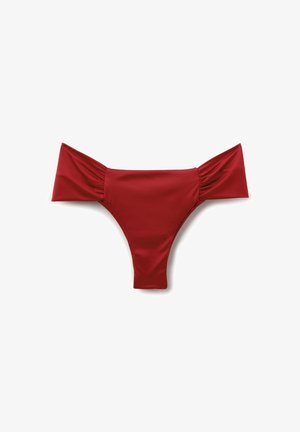 Calzedonia, SHINY SATIN RUCHED BRAZILIAN - Bas de bikini - red