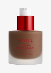 Butelka podkładu TIRTIR Mask Fit Red, brązowy płynny makijaż z czerwoną pompką, o pojemności 30 ml.
