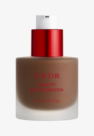 Bouteille de fond de teint rouge TIRTIR Mask Fit, maquillage liquide brun avec un capuchon rouge, volume de 30 ml.