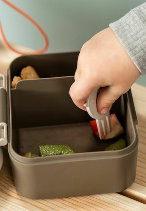 Done By Deer, TINY LUNCH BOX W/SNACK PICKS TINY TRAILS SAND UNISEX SET - Børnebestik - sand