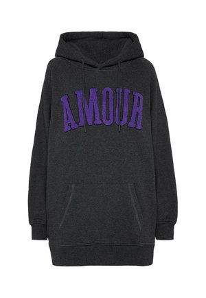 SENSES.THE LABEL, SENSES.THE LABEL OVERSIZED HOODIE MIT FROTTEE-ARTWORK - Kapuzenpullover - anthra mel