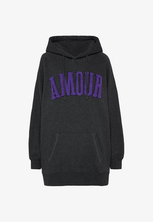 SENSES.THE LABEL, SENSES.THE LABEL OVERSIZED HOODIE MIT FROTTEE-ARTWORK - Kapuzenpullover - anthra mel