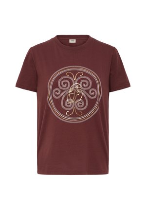 Fransa, FRZARY TEE 1 - T-shirt print - rum raisin w gold foil