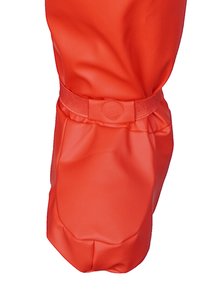 Helle orange, wasserdichte kniehohe Stiefel aus glattem Gummi. Mit einem strukturierten Band oben für einen sicheren Sitz. Nahtloses Design.