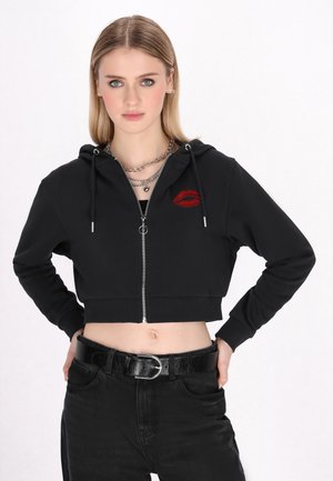Felpa con zip - black
