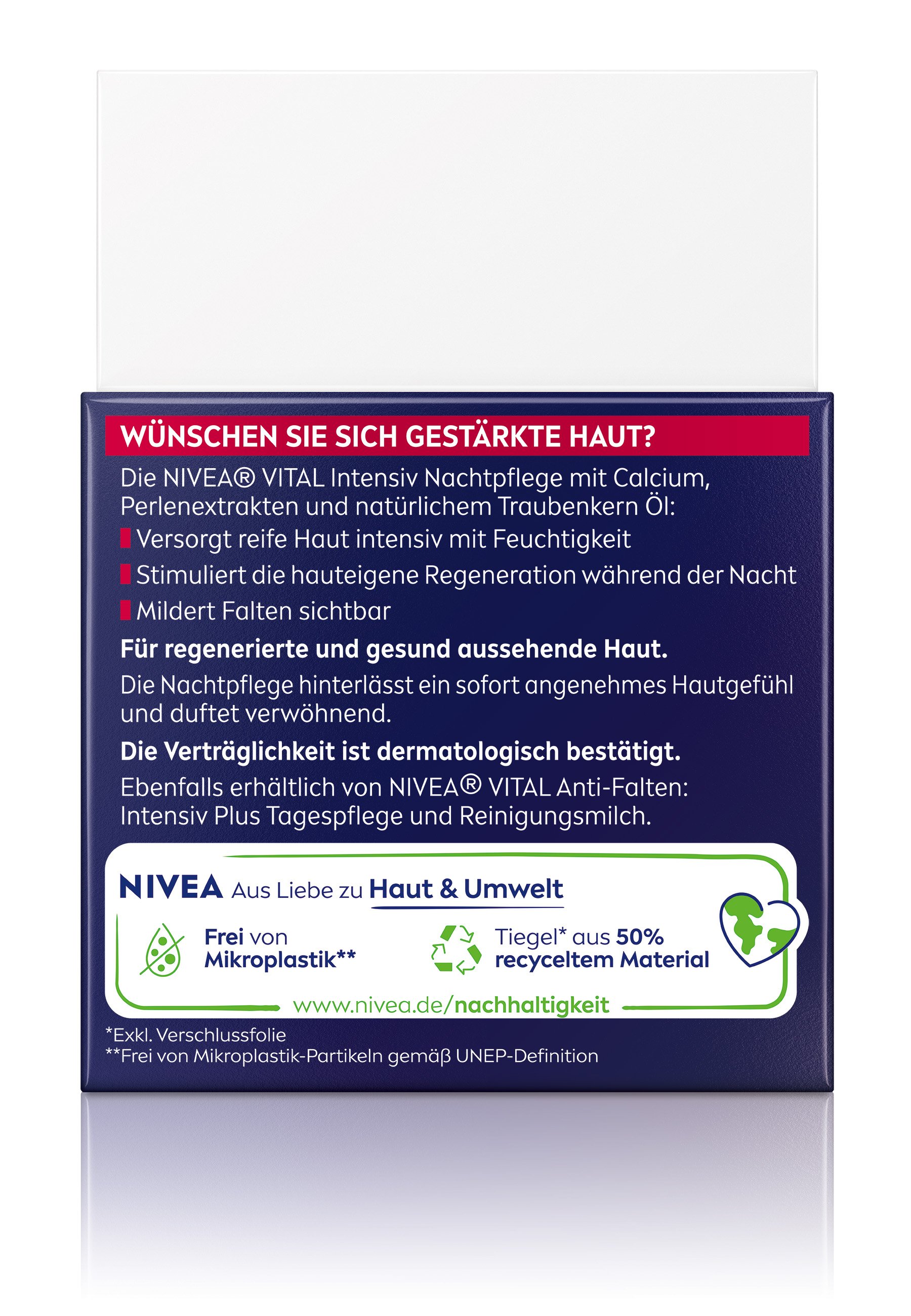 NIVEA Anti-Falten Nachtcreme | Regenerierende Pflege, 50 Ml | Für Reife Haut | Mit Vital-Formel