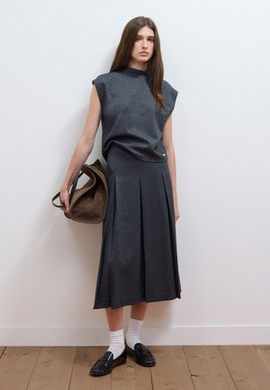 Les Copains, LONG SKIRT, REGULAR FIT.. - Gonna a campana - dark grey marl