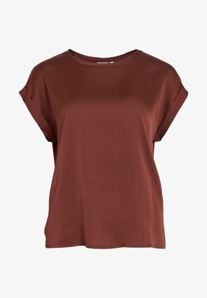 Ruda, trumpomis rankovėmis palaidinė iš lygios medžiagos. Turi apvalų kaklo iškirpimą ir suvyniotus rankogalius, laisvo kirpimo be matomų raštų ar detalių.