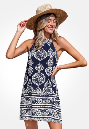 Cupshe, BOHEMIAN CHIC PRINTED HALTER DRESS - Robe de jour - dark blue