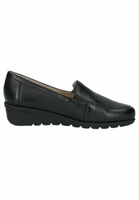 Must suede slip-on kingad tekstuuriga viimistlusega, ümar varvas ja madal kummist konts. Lihtne disain, ilma nähtavate detailide või aktsentideta.