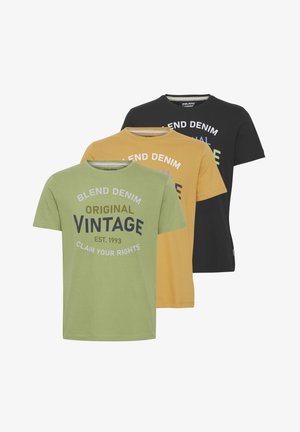 BHTEE 3-PACK - Nyomott mintás póló - green eye narcissus black