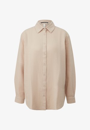 Lichtbeige, lange mouwen, overhemd met knopen, gemaakt van een textuurstof, met een puntige kraag en manchetten aan de mouwen.