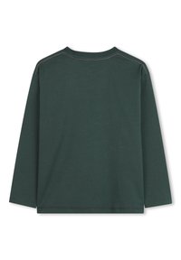 Langsleeve t-shirt in donkergroen katoen, met een ronde halslijn en contrasterende stiknaden langs de schouders.