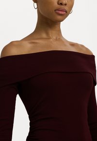 Lauren Ralph Lauren COTTON BLEND OFF THE SHOULDER TOP - Top dugih rukava - pinot noir