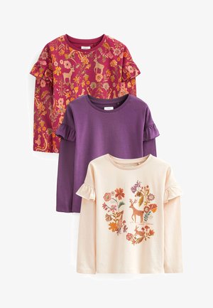 3 PACK STANDARD - Long sleeved top - white, purple, light red