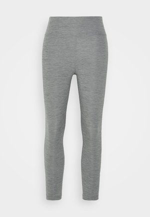 Hoch taillierte, hellgraue nahtlose Leggings mit breitem Bund und strukturiertem Stofffinish.