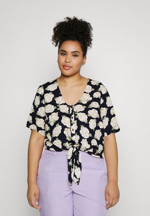 Pieces Curve CROP TIE  - Blúz - sky captain/big