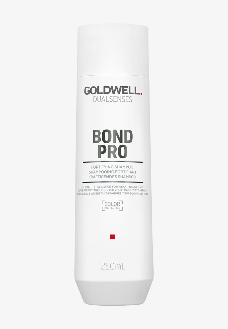 Flacon de shampooing fortifiant Goldwell Dualsenses Bond Pro, 250 mL, pour cheveux faibles et fragiles avec protection de la couleur.