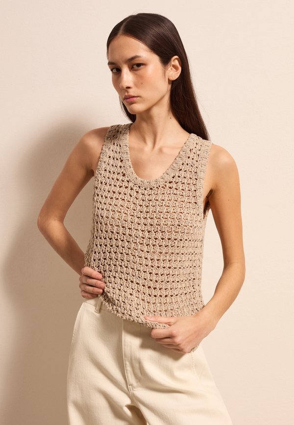 OPENWORK TANK WITH MOTIF - Strickpullover - beige