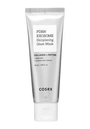 Tube argenté du masque COSRX PDRN EXOSOME Skinplaning Glaze avec collagène et peptide pour une peau éclatante et améliorée, taille 50 mL.