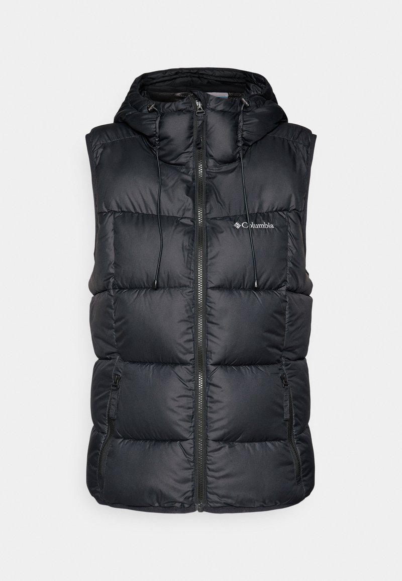 Czarna, pikowana kamizelka z kapturem, z pełnym zamkiem błyskawicznym, dwoma bocznymi kieszeniami oraz regulacją za pomocą sznurka. Gładki, syntetyczny materiał o pikowanej fakturze.