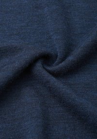 Navy blue knitted fabric with a subtle ribbed texture twisted to form a small central swirl.