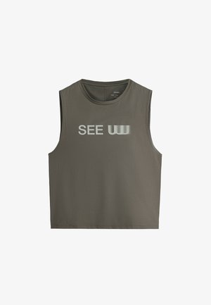 OYSHO, TECHNICAL SLEEVELESS T-SHIRT WITH TEXT - Débardeur - grey