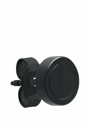 Sort magnetisk telefonholder med rund front og sommerfugleformet bagclips til montering i bilens luftventil.