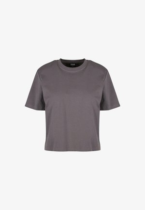 T-shirt grigio a maniche corte realizzato in tessuto liscio, con scollo rotondo e vestibilità comoda. Design semplice, senza motivi o dettagli visibili.