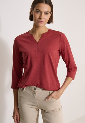 Cecil, 3/4-SLEEVE TOP WITH SPLIT NECK AND ELASTICATED HEM - Blouse - russet red