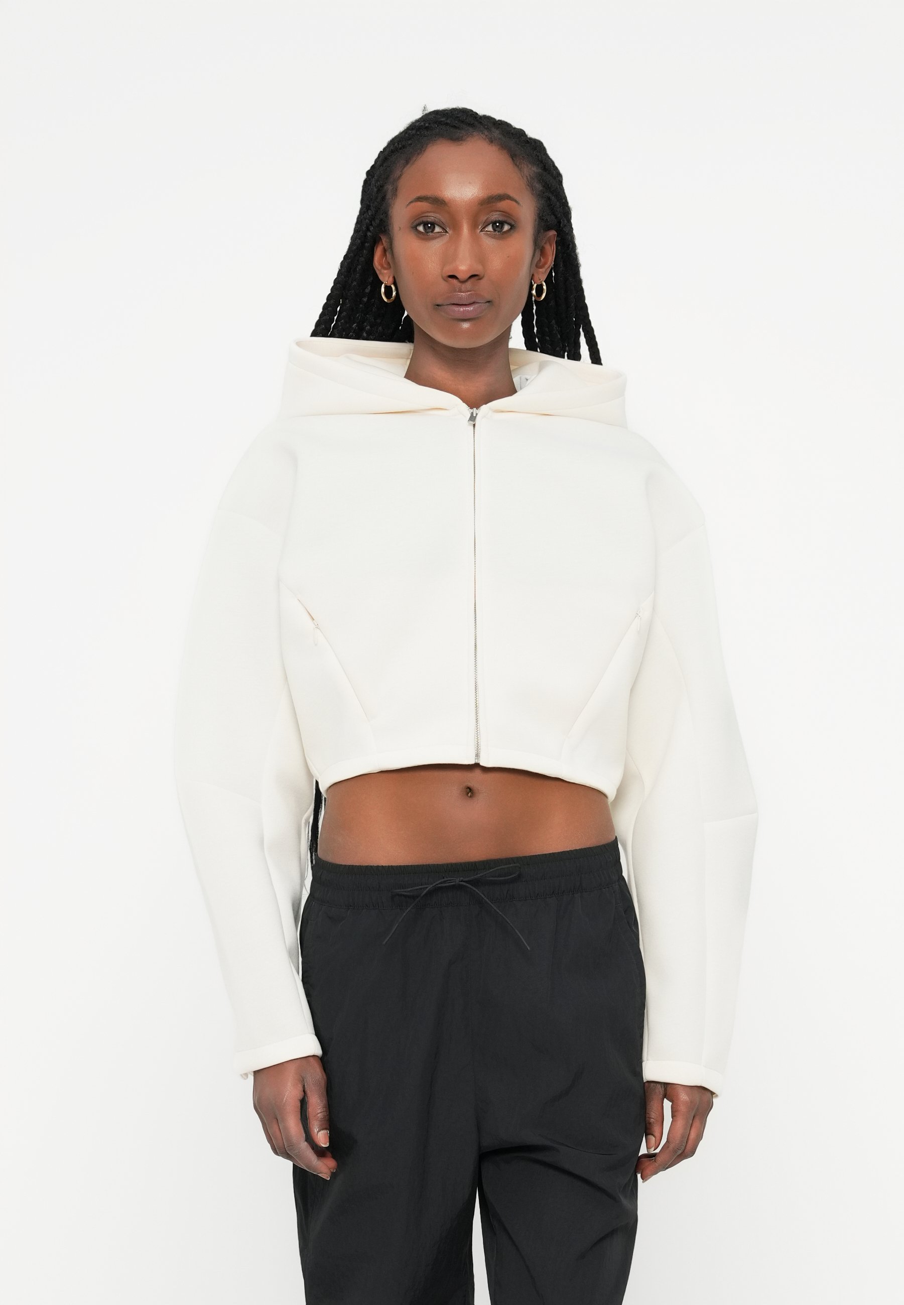 white nike crop top hoodie