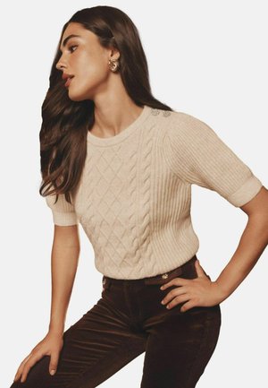 REGULAR FIT - BUTTONED SHOULDER CREW NECK SHORT SLEEVE - Tricou cu imprimeu - neutral