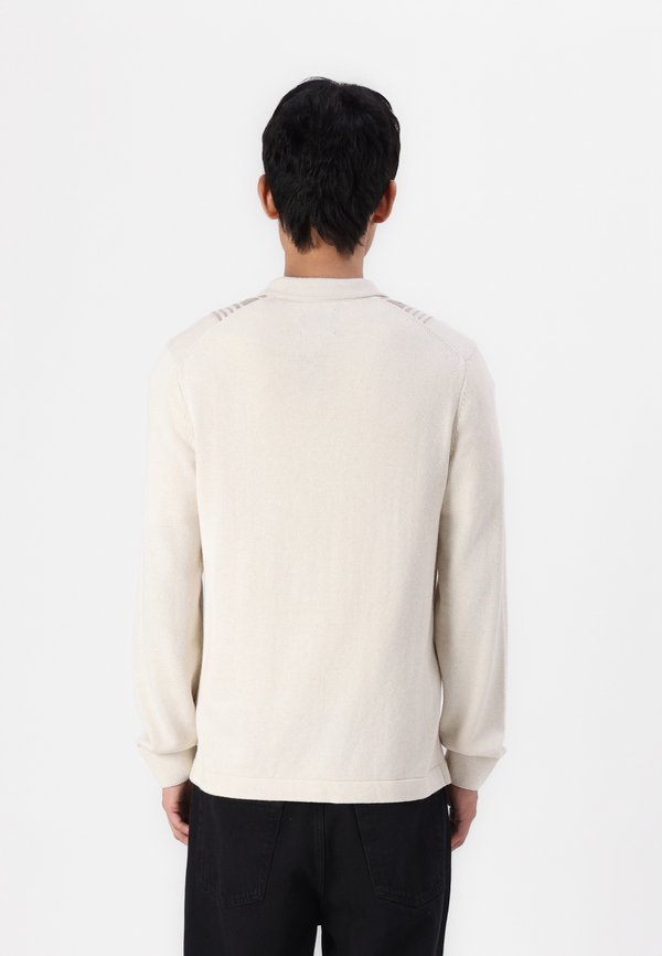 Long-Sleeve Striped Button-Through Sweater Polo - Cardigan - jet stream4