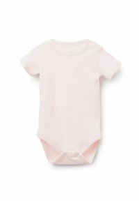 Różowy body z krótkim rękawem, wykonane z miękkiej bawełny. Oferuje okrągły dekolt i zatrzaski na dole, ułatwiające ubieranie.
