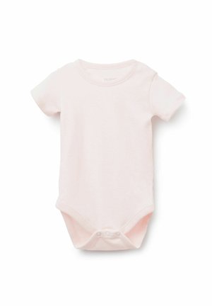 Body a maniche corte in cotone morbido di colore rosa. Presenta un collo rotondo e chiusure a pressione sul fondo per una facile vestizione.