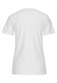 Witte katoenen t-shirt met korte mouwen, ronde hals en een gladde textuur. Geen zichtbare logo's of patronen, eenvoudig achterontwerp.