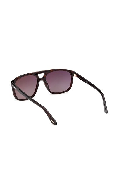 Tortoiseshell frame sunglasses with wide temples and gradient dark lenses, shown from a rear angled view on a white background.