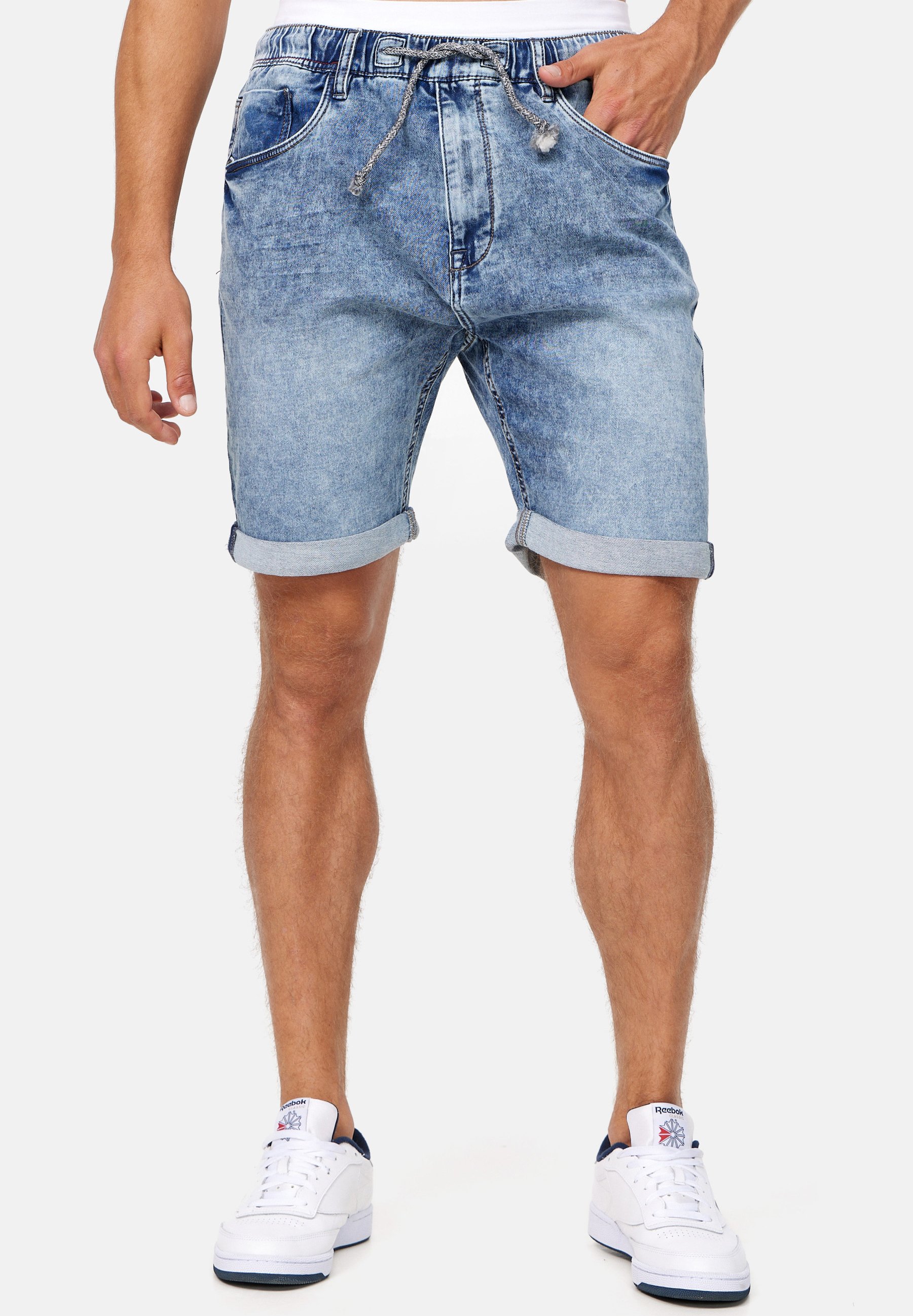 Short De Survêtement Homme INDICODE - Coupe Décontractée, 82% Coton, Style Jean Molletonné
