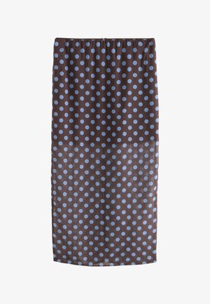 Next, REGULAR FIT - LIGHTWEIGHT MIDI SKIRT . - Puzdrová sukňa - chocolate brown blue polka dot