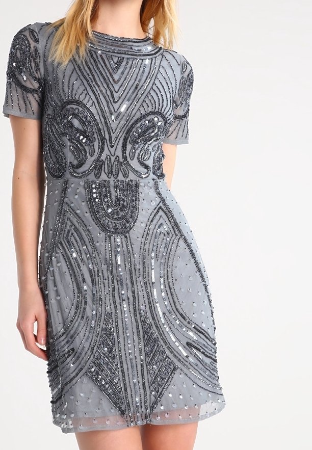 lace and beads grey dress Madison Tulle Midi Dress in Grey – Lace & Beads